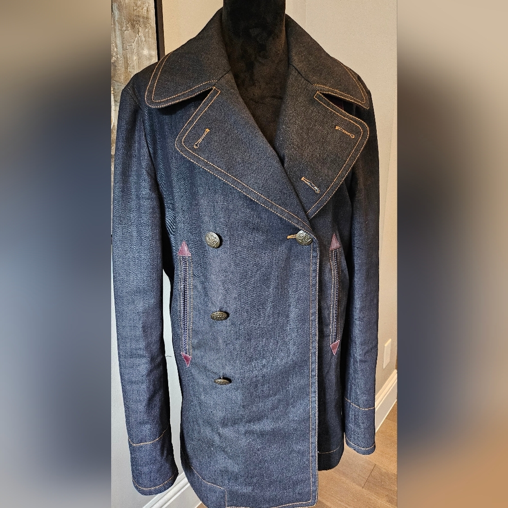 Rare Dolce & Gabbana Men’s Structured Denim Jacket L • Double Breasted • Silver
